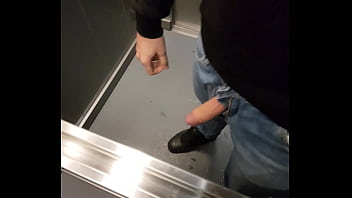 Preview 3 of Amateur Hand Job At A Party - flashing my cock in elevator