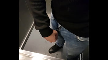 Preview 1 of Amateur Hand Job At A Party - flashing my cock in elevator