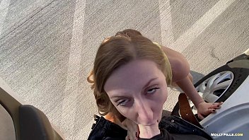 Preview 2 of Bum Bum Bali - Risky Public Fuck in Parking Garage AVN 2020 - Molly Pills - Young Amateur Couple Adventure Sex POV HD
