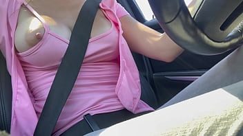 Preview 2 of Bhabi Indian Sexc - Italian Big Tits Milf Solo Car driving showing big horny tits and hard nipples