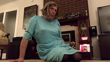 Preview 1 of Office Porn Sex Free Vid - Blue dress in lounge,  featuring Johanna Clayton