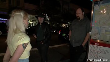 Preview 2 of Mikki Tyler - Gagged blonde is fucked in public