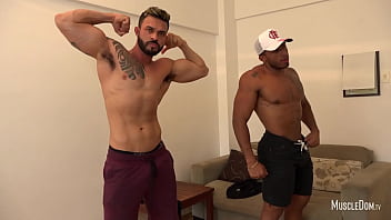 Preview 2 of Batth Lurking - Two hunks muscle worship