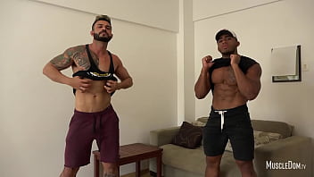 Preview 1 of Batth Lurking - Two hunks muscle worship