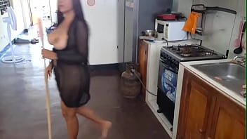 Preview 3 of Full Hd Xxx Vidios Download - LEAKED VIDEO - Famous Mexican influencer masturbating in the kitchen with a broomstick