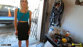 Preview 2 of Horse Anal Fuck - Roadside - Blonde Tattoo Babe Banged By Her Car Mechanic