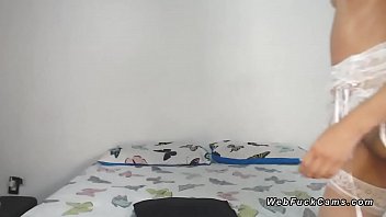 Preview 2 of Sonashi Shina Xxx - Babe in stockings fucks dildo on cam
