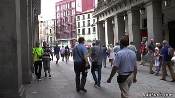 Preview 1 of Xxx Viveo Hot - Petite slave is fucked in public bar