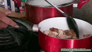 Preview 1 of Larka And Larka Six Move - Eggs and bacon morning boning with my stepmother