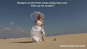 Preview 2 of Chines Old Man Young Girl - Sindy Rose the fisting bride in public on the dunes