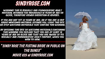 Preview 1 of Chines Old Man Young Girl - Sindy Rose the fisting bride in public on the dunes