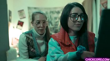 Preview 3 of 2 Gf 1 Boy Friend - Nerdy lesbian teens Cadence Lux and Serena Blair experimented a virtual 3D creation that came to life and started a hot lesbian threesome with her.