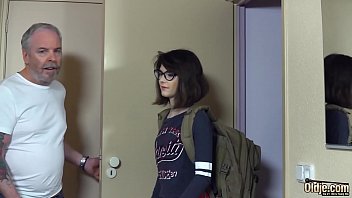 Preview 1 of Mom Dad And Frand Xxx - beauty with glasses fucked hardcore by grandpa