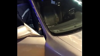 Preview 2 of Blowjob In The Library - Mujer fea le agarra la polla a un hombre gordo en un carro en p&uacute_blico