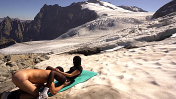 Preview 1 of Old Women Sixy Video - Outdoor Pegging Fucking on a real Glacier !