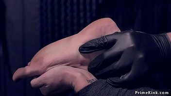 Preview 4 of Blonde Shaving Vagina - Busty blonde in pile driver ass caned