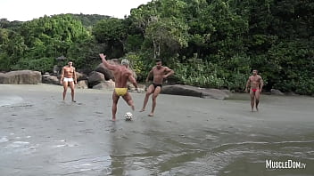 Preview 1 of Sixse Video New - Naked football on the beach