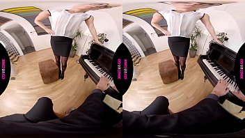 Preview 1 of Teachertrainig - VRConk MILF piano teacher teasing with big boos to fuck her