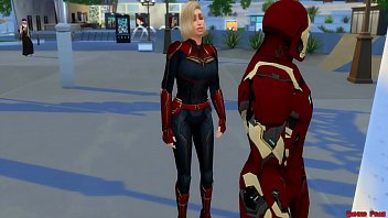 Preview 1 of Horny Couple At Home - La Capitana Marvel Follada Por Iro Man Marvel Porn