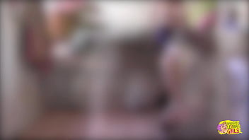 Preview 2 of Teens Fuck In Pairs And More - Blonde with big tits handcuffed her lesbian friend and fucked her with strap on