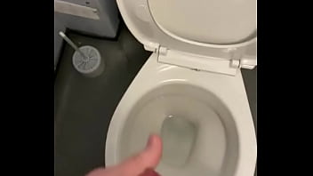 Preview 1 of School Girl Milks Tits In Shirt - Wanking in public toilets had an amazing cumshot
