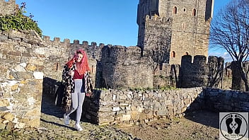 Preview 1 of Xx Aunti Video - OUTDOOR PUBLIC BJ CUM IN MOUTH BOOBS BOUNCING IN A CASTLE