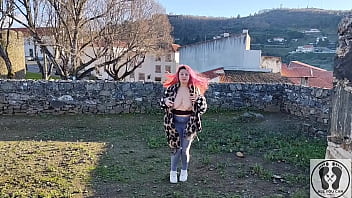 Preview 4 of Xx Aunti Video - OUTDOOR PUBLIC BJ CUM IN MOUTH BOOBS BOUNCING IN A CASTLE