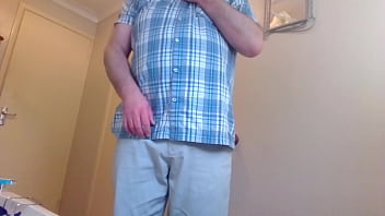 Preview 1 of Mom Aunt Blackmail - Taking it all off in the bathroom. Undressing. Striptease