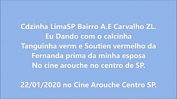 Preview 1 of Dilf Pov - Cdzinha LimaSP Dando no cine com calcinha Tanguinha verm e soutien oncinha da Fernanda prima esposa 22012020