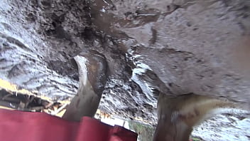 Preview 3 of Analthree Slut - Brokenbitch filling the soles of her rubberboots with mud