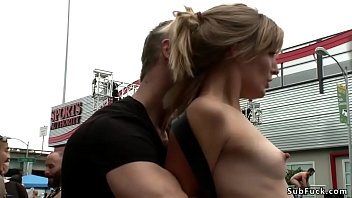 Preview 3 of Real Virgin Girl Fuking - Naked blonde is d. at street fair
