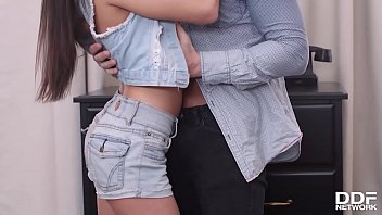 Preview 1 of Mom Spreads Ass With Son - XXX double penetration stuffing of naughty Russian teen nympho Carry Cherry
