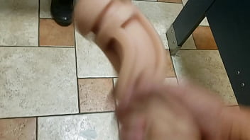Preview 2 of Hot Behind - Playing with my Fleshlight in public bathroom (almost came on strangers shoes)