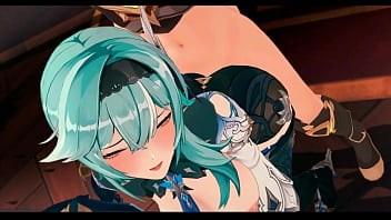 Preview 4 of Anoshka Sherma - Genshin Impact Eula Hentai Blow Job and Doggy Style Sex Big Boobs MMD 3D Blue Hair (CLIP)