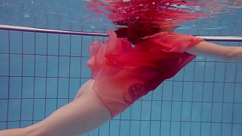 Preview 1 of Bbw Stockings - Petite teen Katrin swims naked in the pool