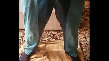 Preview 4 of Public Azent Sex - Pissing my blue trousers