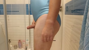 Preview 4 of Deshil Fuck Com - Sexy metalic swimsuit sissy