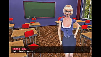 Preview 1 of Mom Deceive - Teachuh Tiddies BBC gloryhole handjob scene from the game