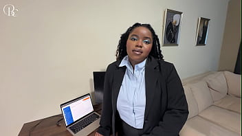 Preview 1 of Masin Beeg - Ebony Secretary Wants a Promotion so Her Boss Fucked Her Through a Tiny Hole in Her Skirt
