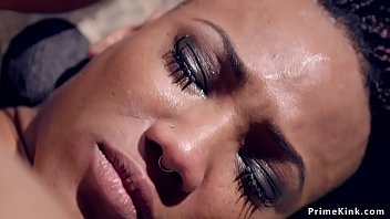 Preview 4 of Sensual Slut Masturbating - Ebony is vibrated in pile driver bondage