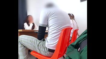 Preview 2 of Office Girl Nipple Suck - MAESTRA MEXICANA Poniendo Examen Extraordinario a Estudiantes en el sal&oacute_n! HAY OTRA Manera de Pasar MAESTRA? Les pide Cuerpo para pasar la Materia!