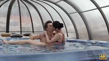 Preview 2 of Off Lesbian - OLD4K. Cheerful old gentleman and tall slender model Angie Moon have sex