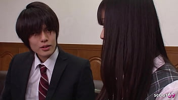 Preview 1 of Sil Pek Bipi - Petite Asian Virgin Teen 18 seduce to Defloration Sex by Big Dick Classmate Boy in uncensored JAV Porn