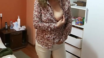 Preview 2 of Virgin Video Old - Beautiful stepmother starts touching herself while standing and watching me masturbate in front of her