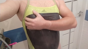Preview 3 of Deflooration Sex Virgin - Boy in one piece swimsuit