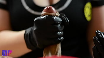 Preview 3 of Xxxvideo Hd Girls And Dogs - Masseuse fingering client in latex gloves