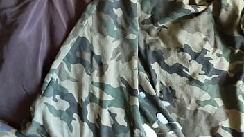 Preview 4 of Hot Teen Old Young - Cock cumming on camo