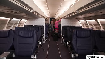 Preview 1 of M Tubeporn Com 3gp - Trans flight attendant fucks horny fat passenger