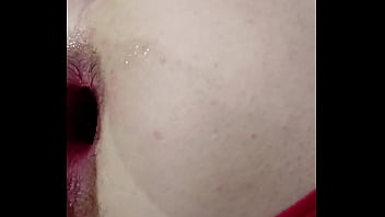 Preview 2 of Alison Typr - Homemade skinny teen twink gapes hairy ass with a big toy dildo