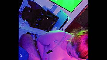 Preview 1 of Sxsi Vidio Blak - Gamer stepbrother plays PS5 and his kinky stepsister distracts him with her cock - Familly Relationship
